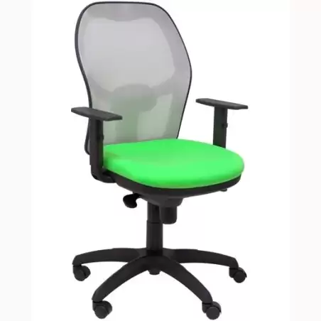 (15SGRBALI22) PIQUERAS Y CRESPO SILLA JORQUERA SINCRO BRAZOS REG. REFUERZO LUMBAR MALLA GRIS/TEJIDO BALI VERDE PISTACHO