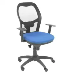 (15SNBALI200) PIQUERAS Y CRESPO SILLA JORQUERA SINCRO BRAZOS REG. REFUERZO LUMBAR MALLA NEGRO/TEJIDO BALI AZUL MARINO