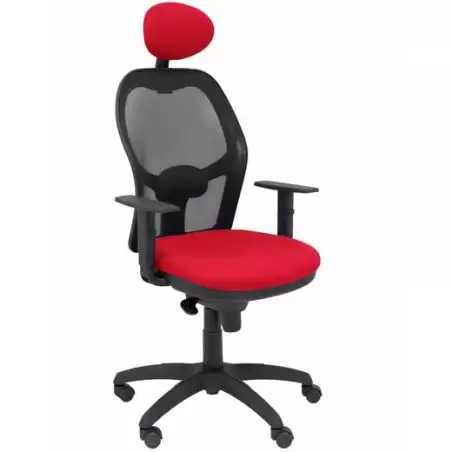 (15SNBALI350C) PIQUERAS Y CRESPO SILLA JORQUERA BRAZOS REGULABLES CABECERO FIJO MALLA NEGRA ASIENTO BALI ROJO