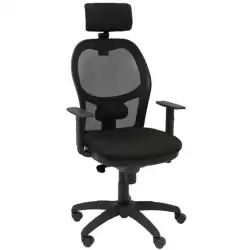 (15SNBALI840CRG) PIQUERAS Y CRESPO SILLA JORQUERA BRAZOS REGULABLES C/CABECERO REGULABLE MALLA NEGRA ASIENTO BALI NEGRO
