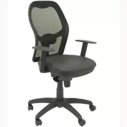 (15SNSPNE) PIQUERAS Y CRESPO SILLA JORQUERA GIRATORIA SINCRO BRAZOS REG. RESPALDO MALLA ASIENTO SIMILPIEL NEGRO