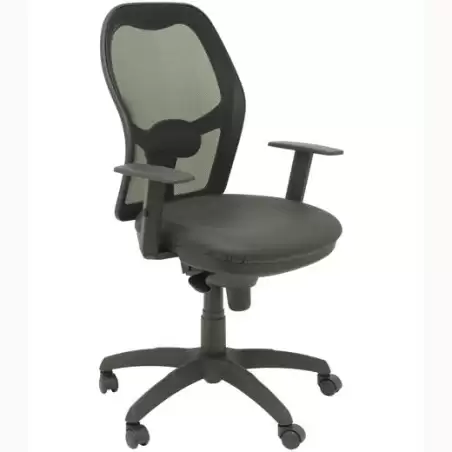 (15SNSPNE) PIQUERAS Y CRESPO SILLA JORQUERA GIRATORIA SINCRO BRAZOS REG. RESPALDO MALLA ASIENTO SIMILPIEL NEGRO