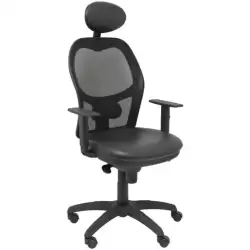 (15SNSPNEC) PIQUERAS Y CRESPO SILLA JORQUERA GIRATORIA ASINCRO CABECERO BRAZOS REG. RESPALDO MALLA ASIENTO SIMILPIEL NEGRO