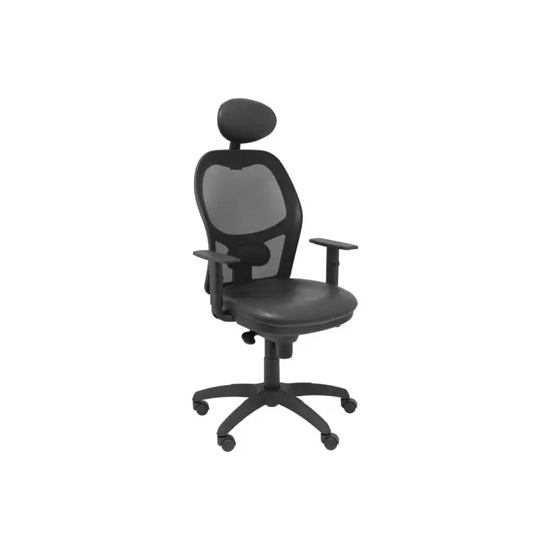 (15SNSPNEC) PIQUERAS Y CRESPO SILLA JORQUERA GIRATORIA ASINCRO CABECERO BRAZOS REG. RESPALDO MALLA ASIENTO SIMILPIEL NEGRO