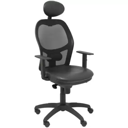 (15SNSPNEC) PIQUERAS Y CRESPO SILLA JORQUERA GIRATORIA ASINCRO CABECERO BRAZOS REG. RESPALDO MALLA ASIENTO SIMILPIEL NEGRO