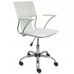 (214BL) PIQUERAS Y CRESPO SILLA BOGARRA GIRATORIA BRAZOS/F CHASIS CROMADO TAPIZADO SIMILPIEL BLANCA