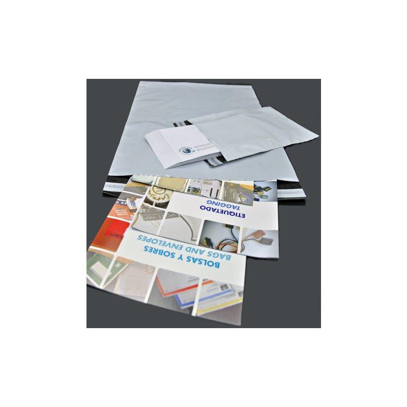 (BC17525060SIN) BOLSAS MENSAJERÍA ESTÁNDAR PLÁSTICO OPACO 175X250+40 SOLAPA BLANCO / INTERIOR NEGRO -PACK DE 100UD-