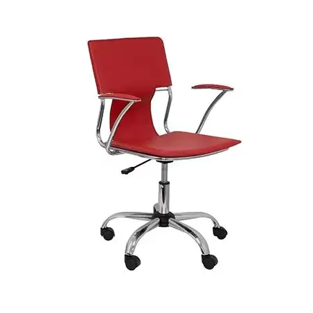 (214RJ) PIQUERAS Y CRESPO SILLA BOGARRA GIRATORIA BRAZOS/F CHASIS CROMADO TAPIZADO SIMILPIEL ROJO