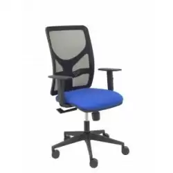 (21SBALI229B10) PIQUERAS Y CRESPO SILLA MOTILLA GIRATORIA SINCRO BRAZOS REG. RESPALDO MALLA NEGRO ASIENTO TEJIDO BALI AZUL