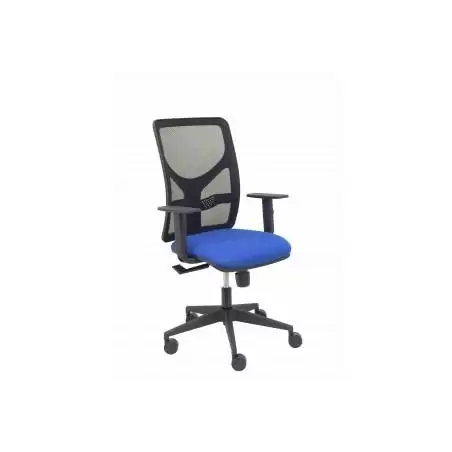 (21SBALI229B10) PIQUERAS Y CRESPO SILLA MOTILLA GIRATORIA SINCRO BRAZOS REG. RESPALDO MALLA NEGRO ASIENTO TEJIDO BALI AZUL