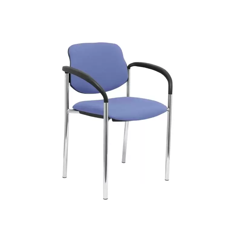 (27CRBALI261CB) PIQUERAS Y CRESPO SILLA FIJA STYL B/FIJOS CHASIS CROMO TEJIDO BALI AZUL CLARO