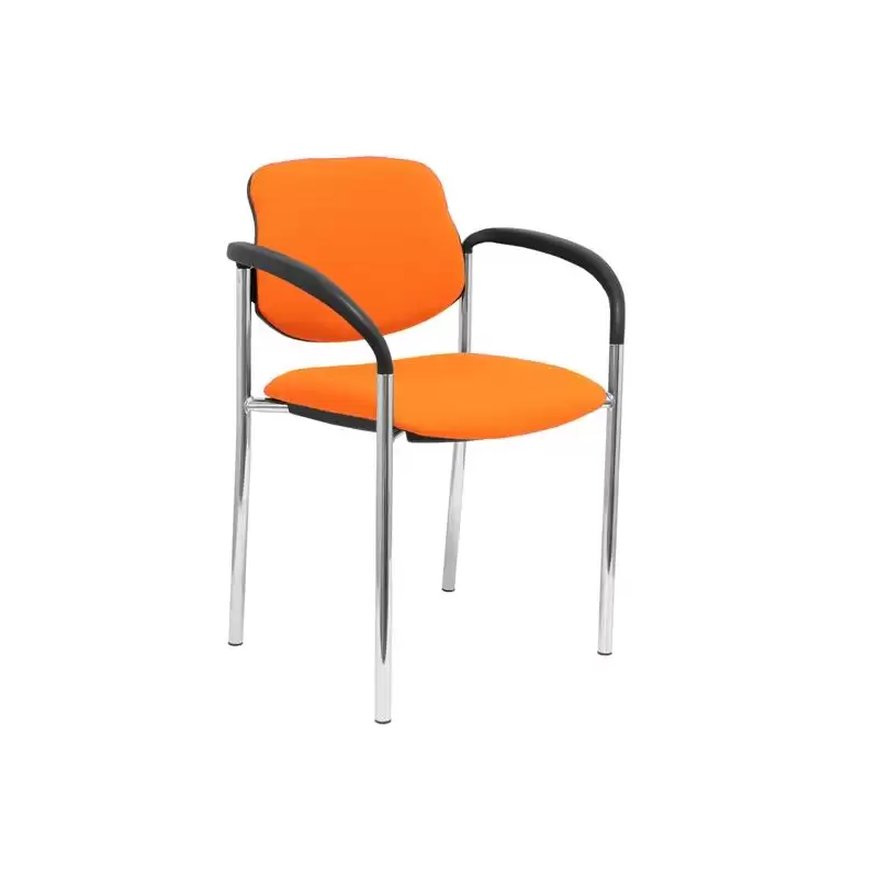 (27CRBALI308CB) PIQUERAS Y CRESPO SILLA FIJA STYL B/FIJOS CHASIS CROMO TEJIDO BALI NARANJA