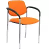 (27CRBALI308CB) PIQUERAS Y CRESPO SILLA FIJA STYL B/FIJOS CHASIS CROMO TEJIDO BALI NARANJA