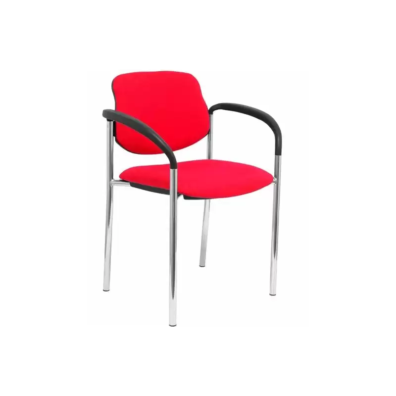 (27CRBALI350CB) PIQUERAS Y CRESPO SILLA FIJA STYL B/FIJOS CHASIS CROMO TEJIDO BALI ROJO