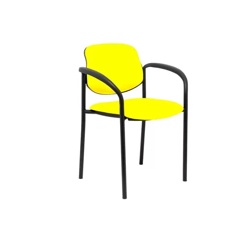 (27NSPAMCB) PIQUERAS Y CRESPO SILLA FIJA STYL B/FIJOS CHASIS NEGRO TAPIZADO SIMILPIEL AMARILLO