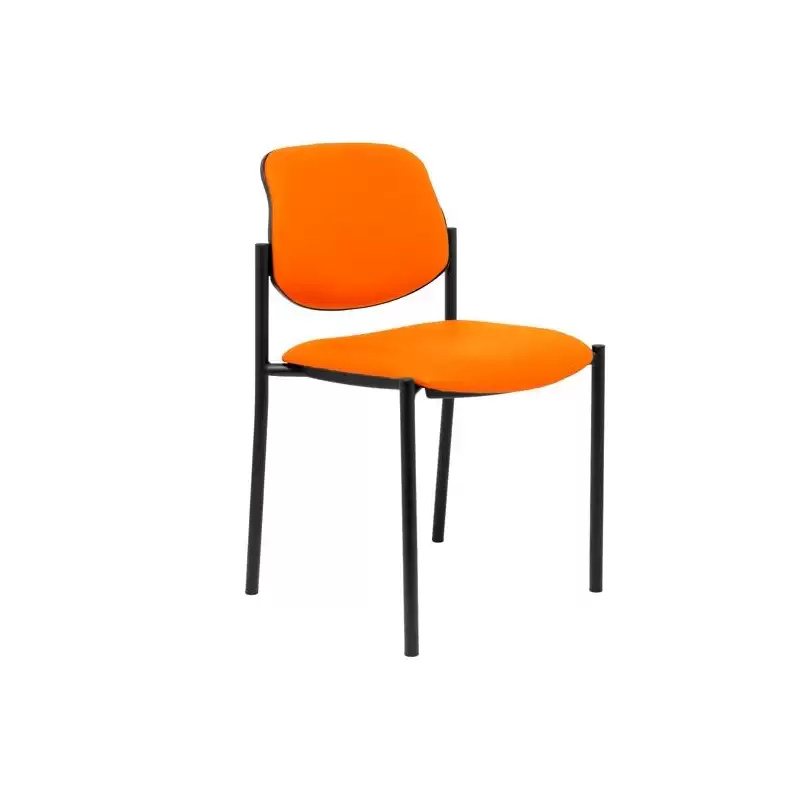 (27NSPNA) PIQUERAS Y CRESPO SILLA FIJA STYL S/BRAZOS CHASIS NEGRO TAPIZADO SIMILPIEL NARANJA