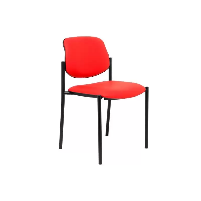 (27NSPRJ) PIQUERAS Y CRESPO SILLA FIJA STYL SIN BRAZOS CHASIS NEGRO TAPIZADO SIMILPIEL ROJO