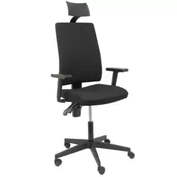 (322NECC) PIQUERAS Y CRESPO SILLA ERGONÓMICA I-LINE C/CABECERO B/REGULABLES TEJIDO ARÁN NEGRO