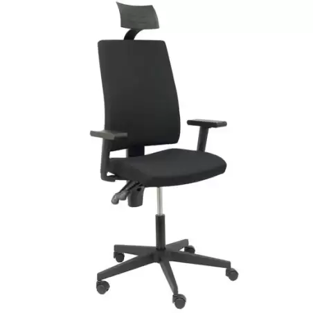 (322NECC) PIQUERAS Y CRESPO SILLA ERGONÓMICA I-LINE C/CABECERO B/REGULABLES TEJIDO ARÁN NEGRO