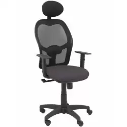 (345SM840B600B10CRNC) PIQUERAS Y CRESPO SILLA ALOCÉN SINCRO C/CABECERO FIJO B/REGULABLES REFUERZO LUMBAR MALLA NEGRO Y ASIENT...