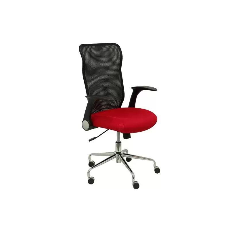 (4031BALI350) PIQUERAS Y CRESPO SILLA MINAYA GIRATORIA MECANISMO BASCULANTE B/REGULABLES RESPALDO MALLA NEGRO ASIENTO 3D ROJO