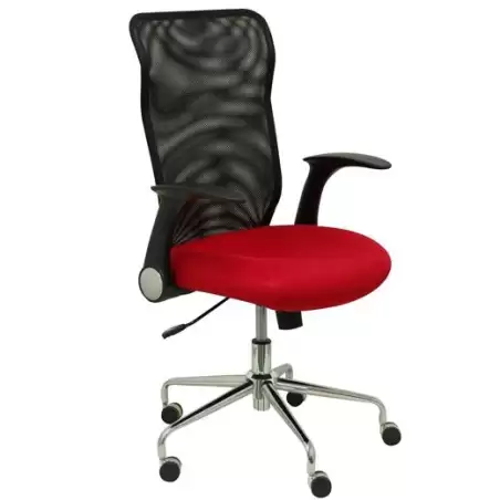 (4031BALI350) PIQUERAS Y CRESPO SILLA MINAYA GIRATORIA MECANISMO BASCULANTE B/REGULABLES RESPALDO MALLA NEGRO ASIENTO 3D ROJO