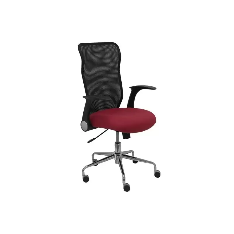 (4031BALI933) PIQUERAS Y CRESPO SILLA MINAYA GIRATORIA MECANISMO BASCULANTE B/REGULABLES RESPALDO MALLA NEGRO ASIENTO 3D GRANATE