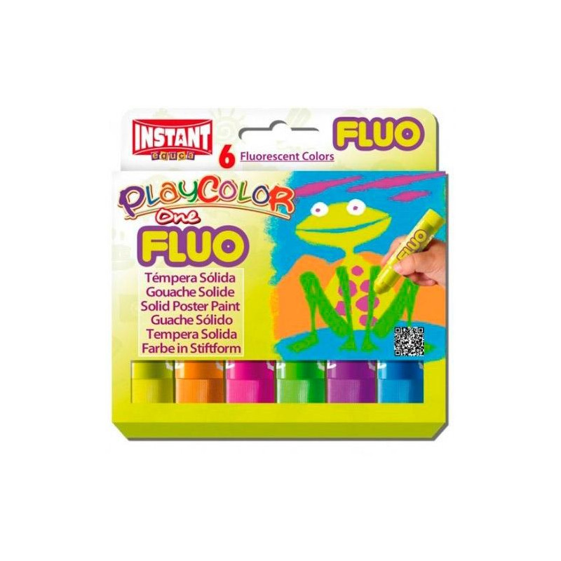 (10431) INSTANT TÉMPERAS SÓLIDAS ONE FLUO EN BARRA ESTUCHE DE 6 C/SURTIDOS FLUORESCENTES