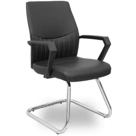 (520PACRSP840) PIQUERAS Y CRESPO SILLA DE VISITA OPTI520 PATÍN REFORZADA BRAZOS FIJOS SIMILPIEL NEGRO