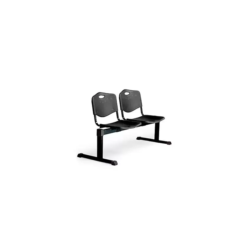(B2PINE) PIQUERAS Y CRESPO BANCADA ISO 2 PLAZAS ASIENTO Y RESPALDO PVC NEGRO