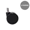 (KIT1R65N) PIQUERAS Y CRESPO KIT 5 RUEDAS NAILON Ø65MM PARA SILLA PERNO 11MM NEGRO