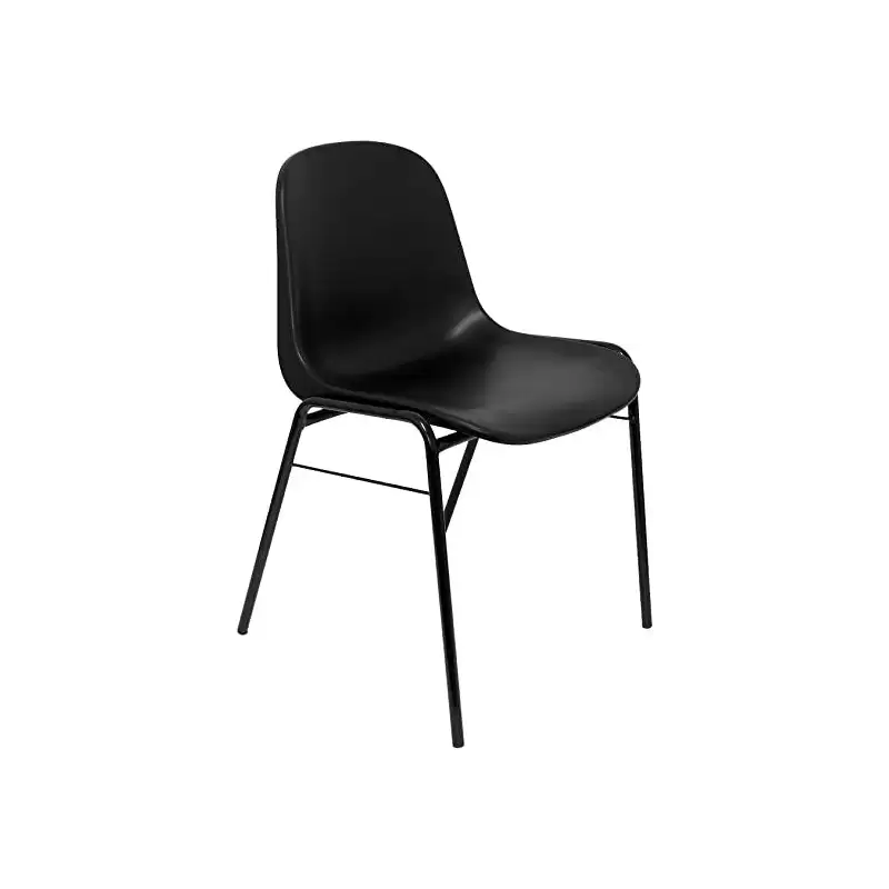 (PACK423NE) PIQUERAS Y CRESPO PACK DE 4 SILLAS FIJAS APILABLES BETA ASIENTO Y RESPALDO PVC NEGRO