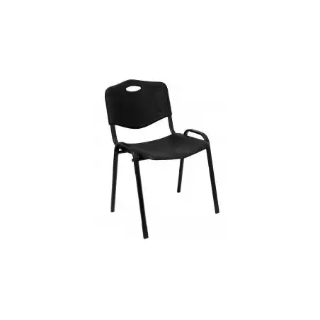 (PACK426INE) PIQUERAS Y CRESPO PACK DE 4 SILLAS FIJAS APILABLES ISO ASIENTO Y RESPALDO PVC NEGRO