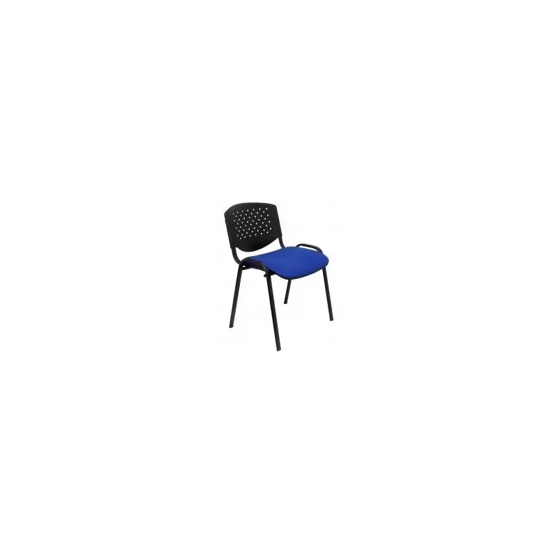 (PACK426PRARAN229) PIQUERAS Y CRESPO PACK DE 4 SILLAS FIJAS APILABLES PÉTROLA RESPALDO PVC NEGRO Y ASIENTO TAPIZADO ARAN AZUL