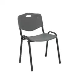(PACK426PTNI600) PIQUERAS Y CRESPO PACK DE 4 SILLAS FIJAS APILABLES ISO ASIENTO Y RESPALDO PVC GRIS