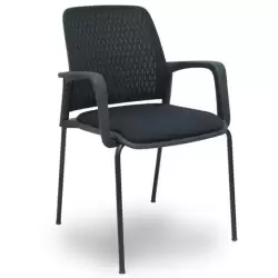 (PACK4519PTNM840B840) PIQUERAS Y CRESPO SILLA OPTI519 RESPALDO MALLA NEGRA ASIENTO TELA NEGRA - PACK DE 4