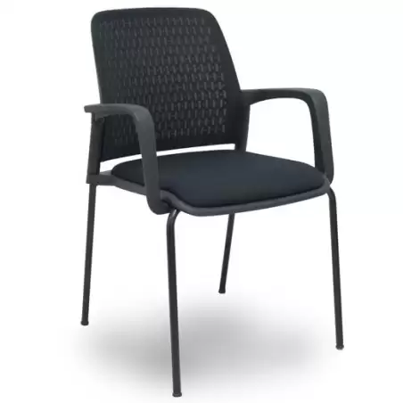 (PACK4519PTNM840B840) PIQUERAS Y CRESPO SILLA OPTI519 RESPALDO MALLA NEGRA ASIENTO TELA NEGRA - PACK DE 4