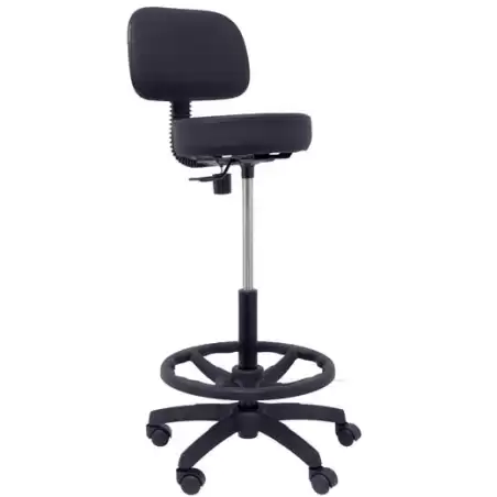 (T01CLSPNE) PIQUERAS Y CRESPO TABURETE LLANOS GIRATORIO REGULABLE CON ARO REPOSAPIÉS TAPIZADO SIMILPIEL NEGRO