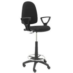 (T04CPBALI840BGOLF) PIQUERAS Y CRESPO TABURETE AYNA B/FIJOS REGULABLE EN ALTURA Y ARO REPOSAPIÉS TAPIZADO BALI NEGRO