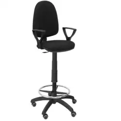 (T04CPBALI840BGOLFRP) PIQUERAS Y CRESPO TABURETE AYNA GIRATORIO CP ARO REPOSAPIÉS B/FIJOS RUEDAS DE PARQUÉ TEJIDO BALI NEGRO