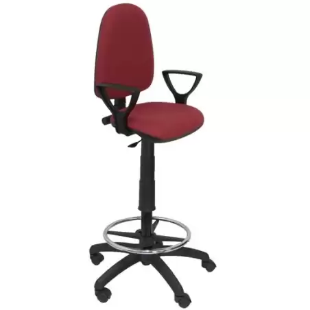 (T04CPBALI933BGOLF) PIQUERAS Y CRESPO TABURETE AYNA B/FIJOS REGULABLE EN ALTURA Y ARO REPOSAPIÉS TAPIZADO BALI GRANATE