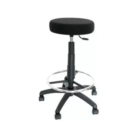 (T10ARAN840) PIQUERAS Y CRESPO TABURETE TOLOSA GIRATORIO REGULABLE CON ARO REPOSAPIÉS TAPIZADO ARAN NEGRO