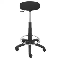 (T10GB840) PIQUERAS Y CRESPO TABURETE TOLOSA GIRATORIO REGULABLE CON ARO REPOSAPIÉS TAPIZADO BALI NEGRO