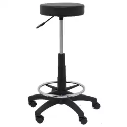 (T10SPNE) PIQUERAS Y CRESPO TABURETE TOLOSA GIRATORIO REGULABLE CON ARO REPOSAPIÉS TAPIZADO SIMILPIEL NEGRO