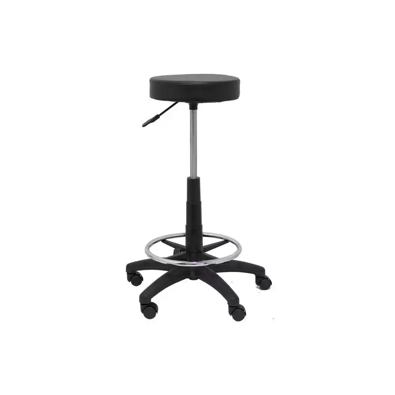 (T10SPNE) PIQUERAS Y CRESPO TABURETE TOLOSA GIRATORIO REGULABLE CON ARO REPOSAPIÉS TAPIZADO SIMILPIEL NEGRO