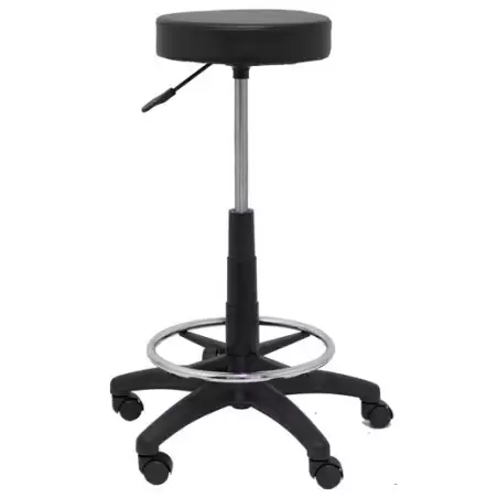 (T10SPNE) PIQUERAS Y CRESPO TABURETE TOLOSA GIRATORIO REGULABLE CON ARO REPOSAPIÉS TAPIZADO SIMILPIEL NEGRO