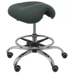 (T16BALI600) PIQUERAS Y CRESPO TABURETE ALATOZ GIRATORIO ANATÓMICO BASE CROMADA TEJIDO BALI GRIS OSCURO