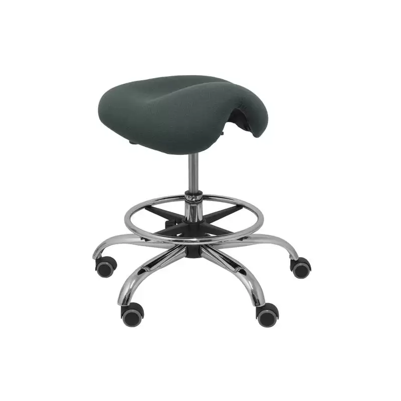 (T16BALI600) PIQUERAS Y CRESPO TABURETE ALATOZ GIRATORIO ANATÓMICO BASE CROMADA TEJIDO BALI GRIS OSCURO