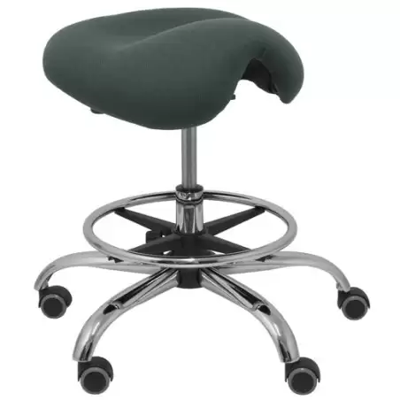 (T16BALI600) PIQUERAS Y CRESPO TABURETE ALATOZ GIRATORIO ANATÓMICO BASE CROMADA TEJIDO BALI GRIS OSCURO