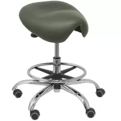 (T16BSP600CRRP) PIQUERAS Y CRESPO TABURETE ALATOZ GIRATORIO ANATÓMICO BASE CROMADA TAPIZADO SIMILPIEL GRIS OSCURO